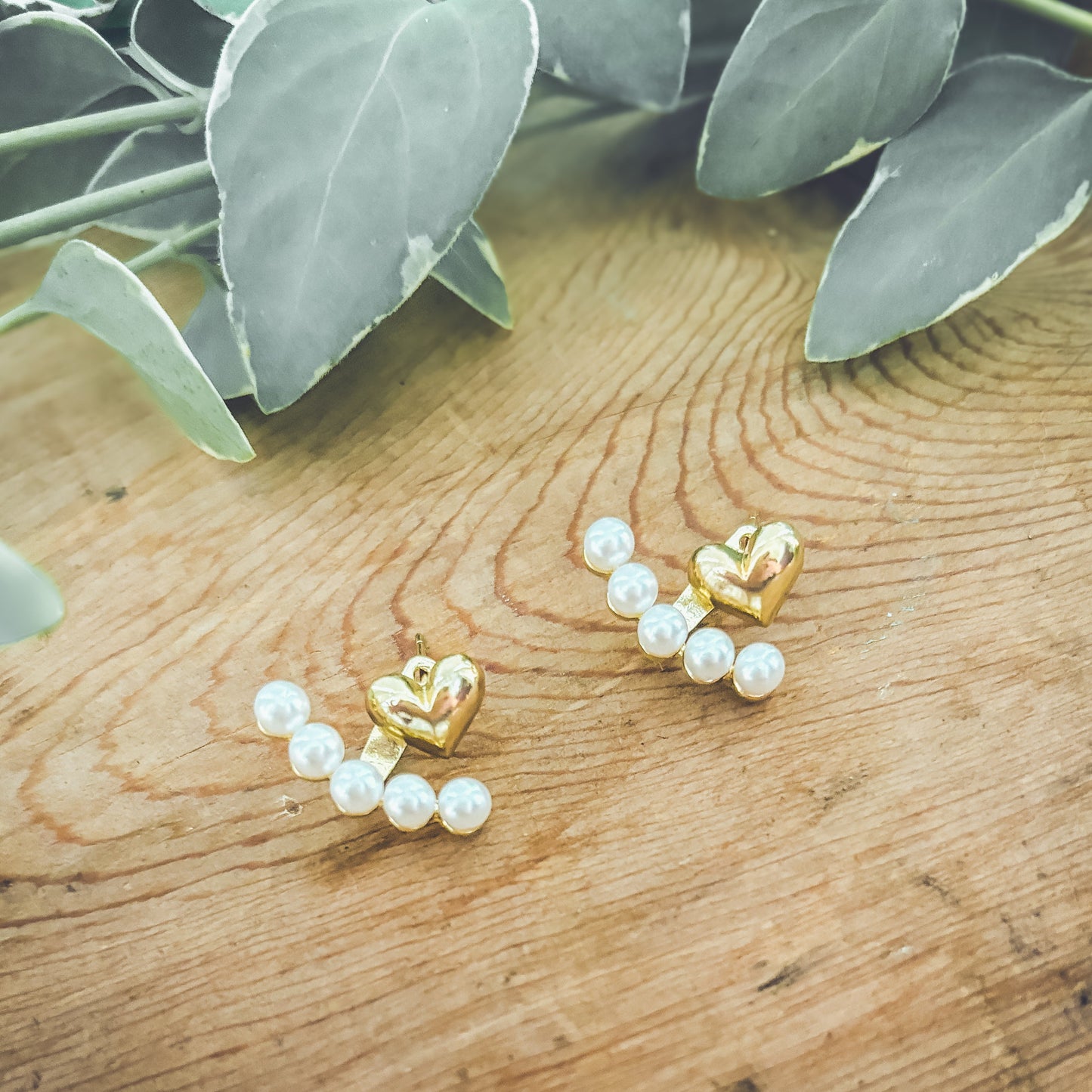 Gorgeous Heart and Pearl Jacket Earrings
