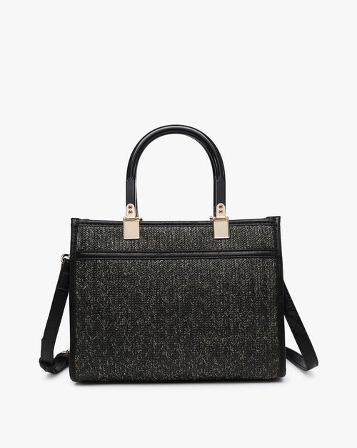 Kaya Rattan Satchel Purse Black