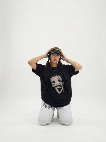 Rare Betty Boop Washed Black Tee