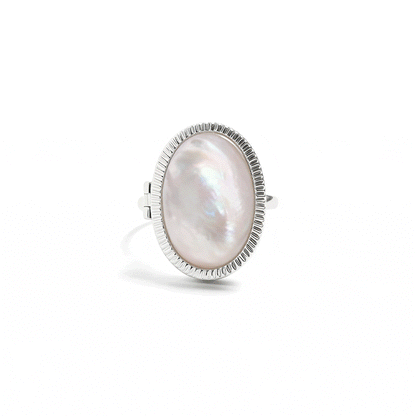 Personalized Mother of Pearl Locket Ring
