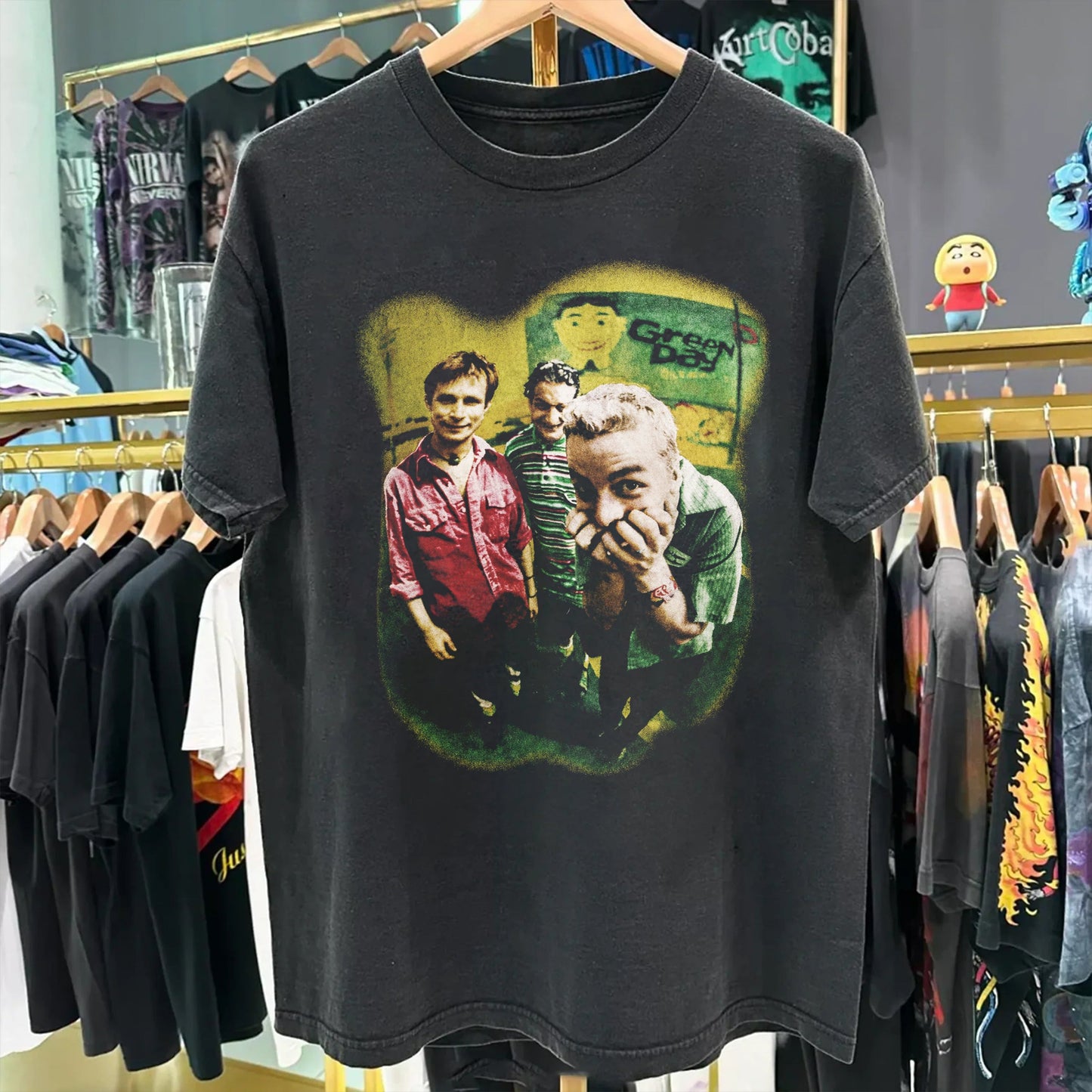 Vintage 1995 Green Day Insomniac Tour Washed Black Tee